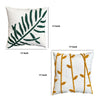 17 x 17 Inch 2 Piece Square Cotton Accent Throw Pillow Set Leaf Embroidery White Green Yellow By The Urban Port UPT-272775