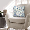 17 x 17 Inch Decorative Square Cotton Accent Throw Pillow with Classic Damask Print Blue and White By The Urban Port UPT-272777