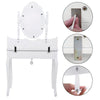 Ren 30 Inch 3 Piece Vanity Desk Set with Rotating Mirror and Matching Stool 4 Drawers Pure White Solid Wood By The Urban Port UPT-272876