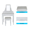 32 Inch 2 Piece Vanity Desk Set with LED Lights 5 Drawers Cushioned Stool White Solid Wood By The Urban Port UPT-272881