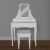 32 Inch 2 Piece Vanity Desk Set with LED Lights 5 Drawers Cushioned Stool White Solid Wood By The Urban Port UPT-272881