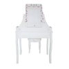 32 Inch 2 Piece Vanity Desk Set with LED Lights 5 Drawers Cushioned Stool White Solid Wood By The Urban Port UPT-272881