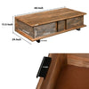 48 Inch Handcrafted Rectangular Coffee Table with 2 Drawers Black Iron Sled Base Rustic Natural Brown - UPT-272888 UPT-272888