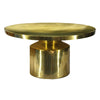 Zoe 30 Inch Modern Classic Round Metal Coffee Table with Pedestal Base, Glossy Gold Brass By The Urban Port