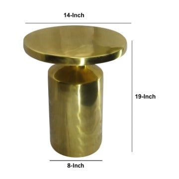 Zoe 19 Inch Modern Industrial Round Metal Side Accent Table with Pedestal Base Glossy Brass By The Urban Port UPT-272898