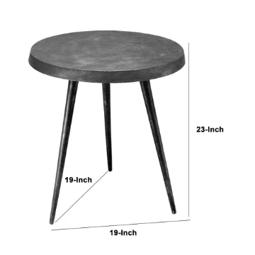 23 Inch Round Modern Minimalist Metal Side Table with Tripod Base Charcoal Black By The Urban Port UPT-272903