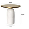 17 Inch Round Brass Modern Accent End Table with Cylindrical Marble Base Brass White By The Urban Port UPT-272904