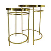 22 20 Inch Round 2 Piece Marble Top Nesting End Table Set with Metal Frame Brass Inlay White By The Urban Port UPT-272905