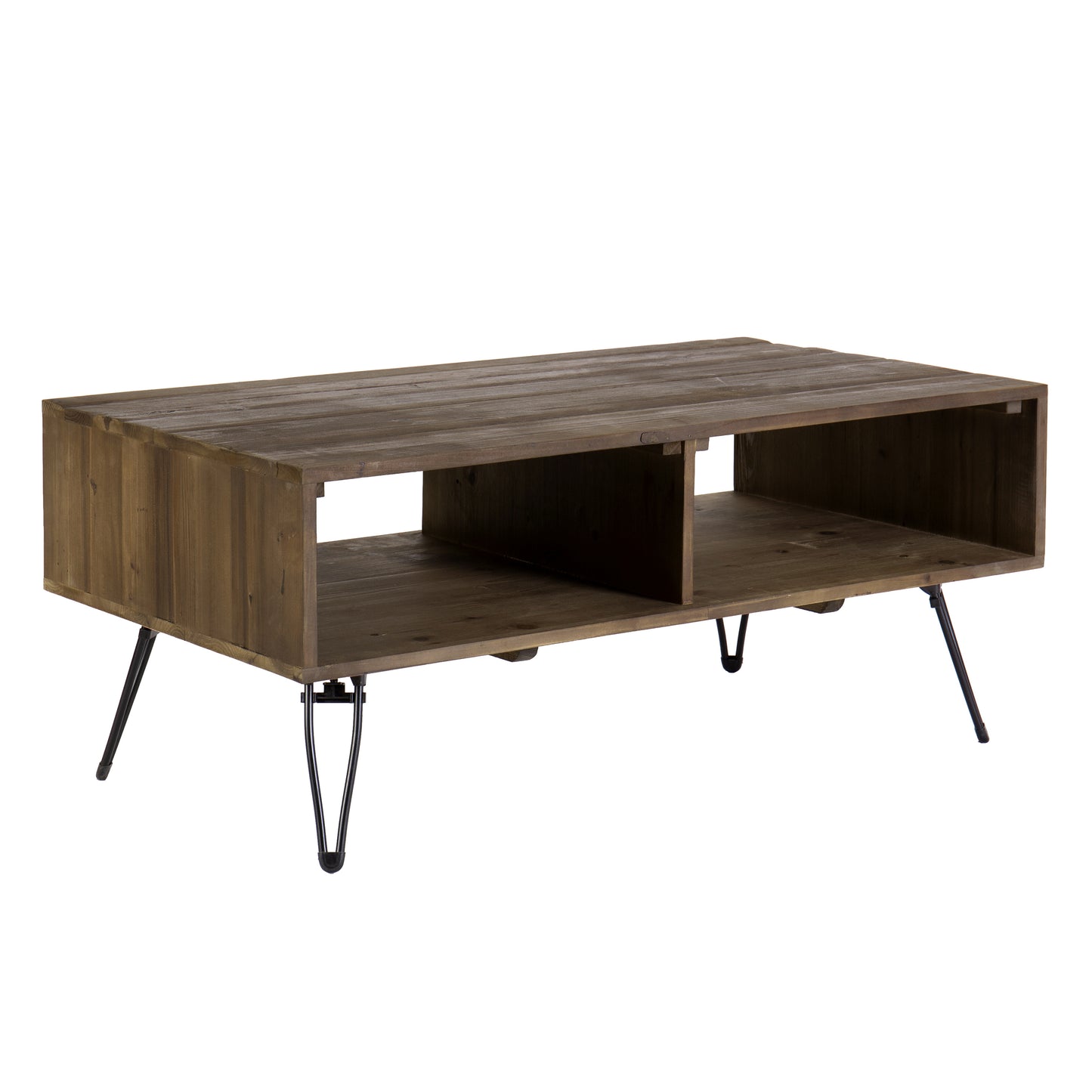 Betsy 42 Inch Reclaimed Wood Rectangle Farmhouse Coffee Table With Storage Iron Legs Natural Brown By The Urban Port UPT-273091