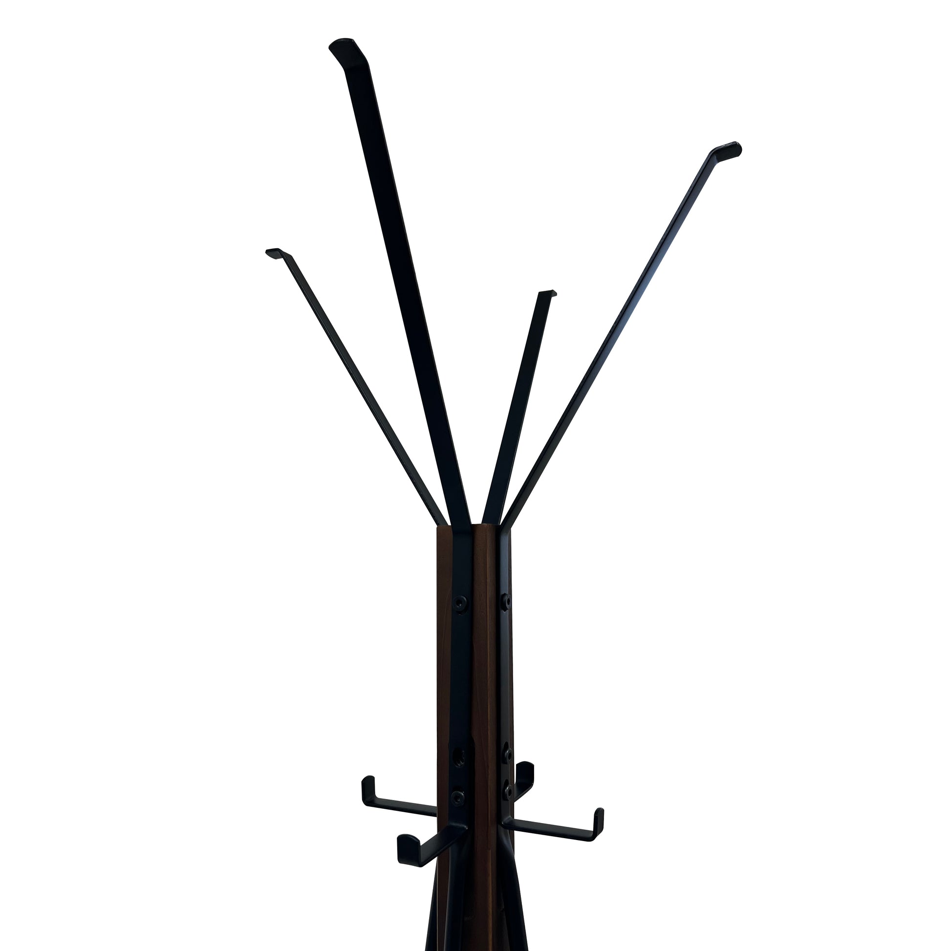 Holly 71 Inch Standing Wooden Coat Rack with Multiple Hooks Hangers Reclaimed Wood and Iron Brown Black By The Urban Port UPT-273093