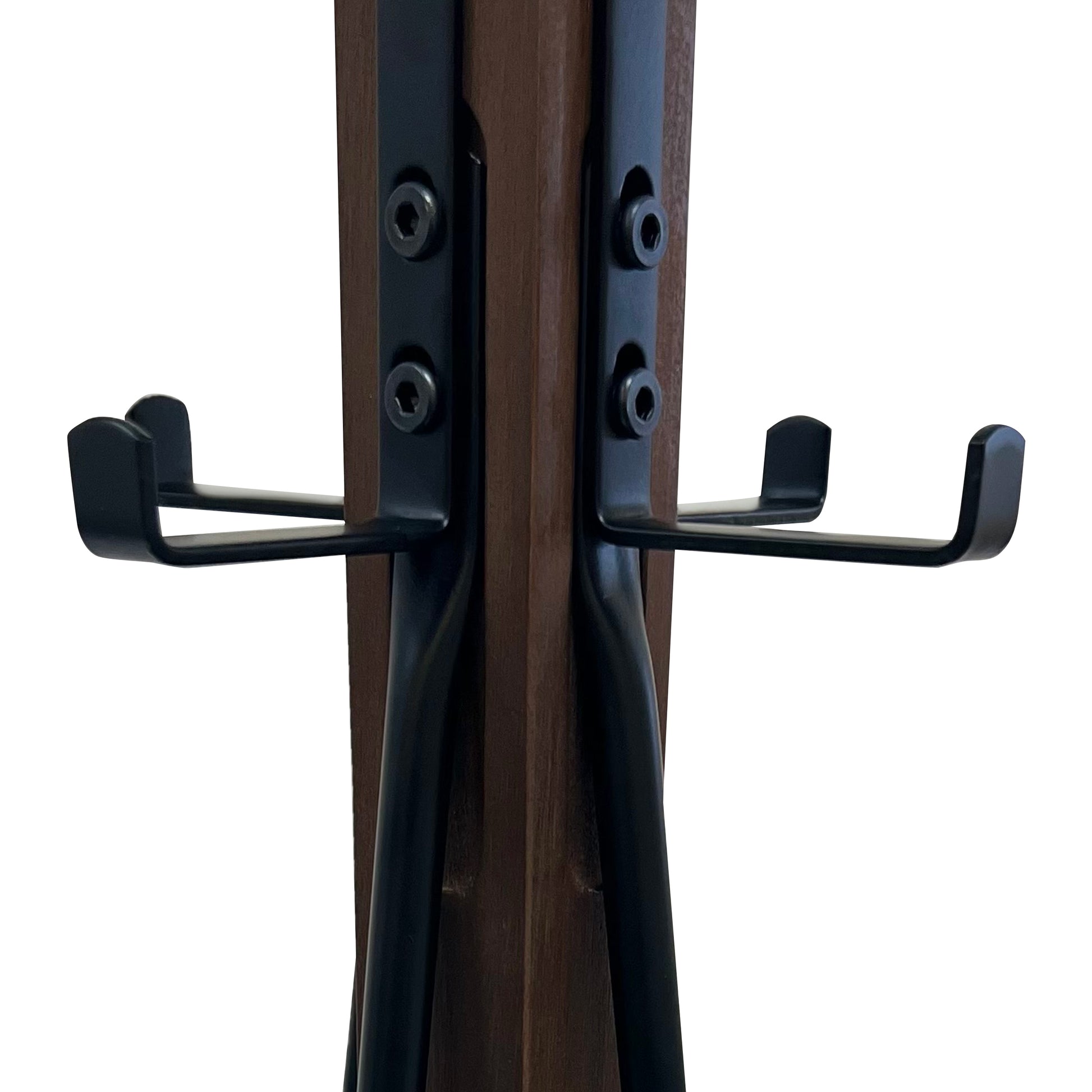 Holly 71 Inch Standing Wooden Coat Rack with Multiple Hooks Hangers Reclaimed Wood and Iron Brown Black By The Urban Port UPT-273093