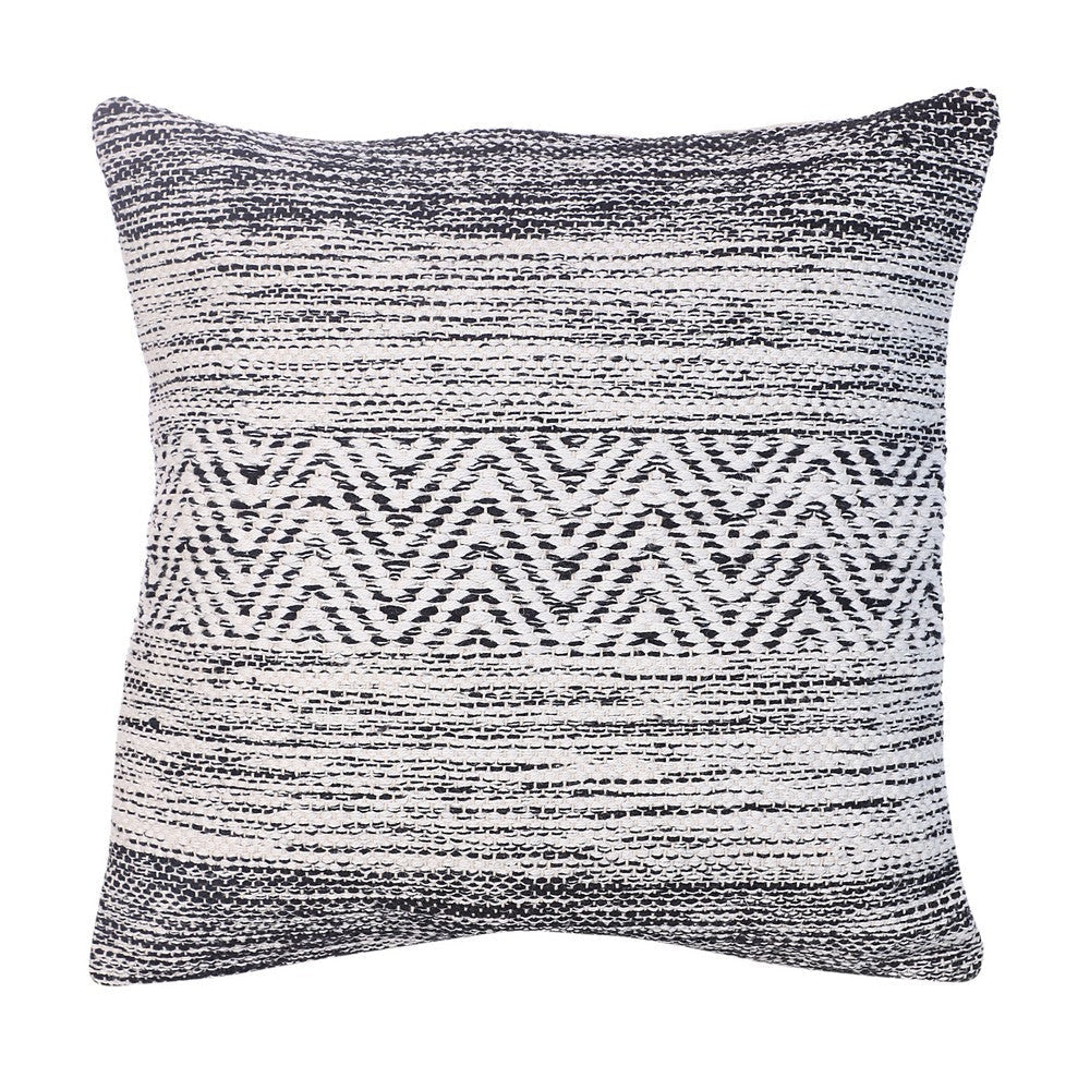 Cabe 18 X 18 Handcrafted Soft Cotton Accent Throw Pillow Wavy Lined Pattern Black White By The Urban Port UPT-273456