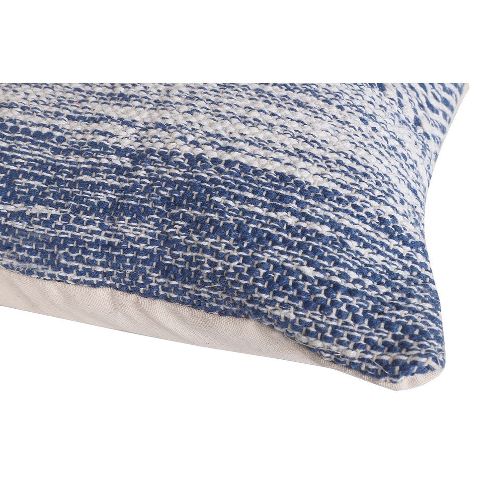 Cabe 18 X 18 Handcrafted Soft Cotton Accent Throw Pillow Wavy Lined Pattern Ink Blue White By The Urban Port UPT-273457