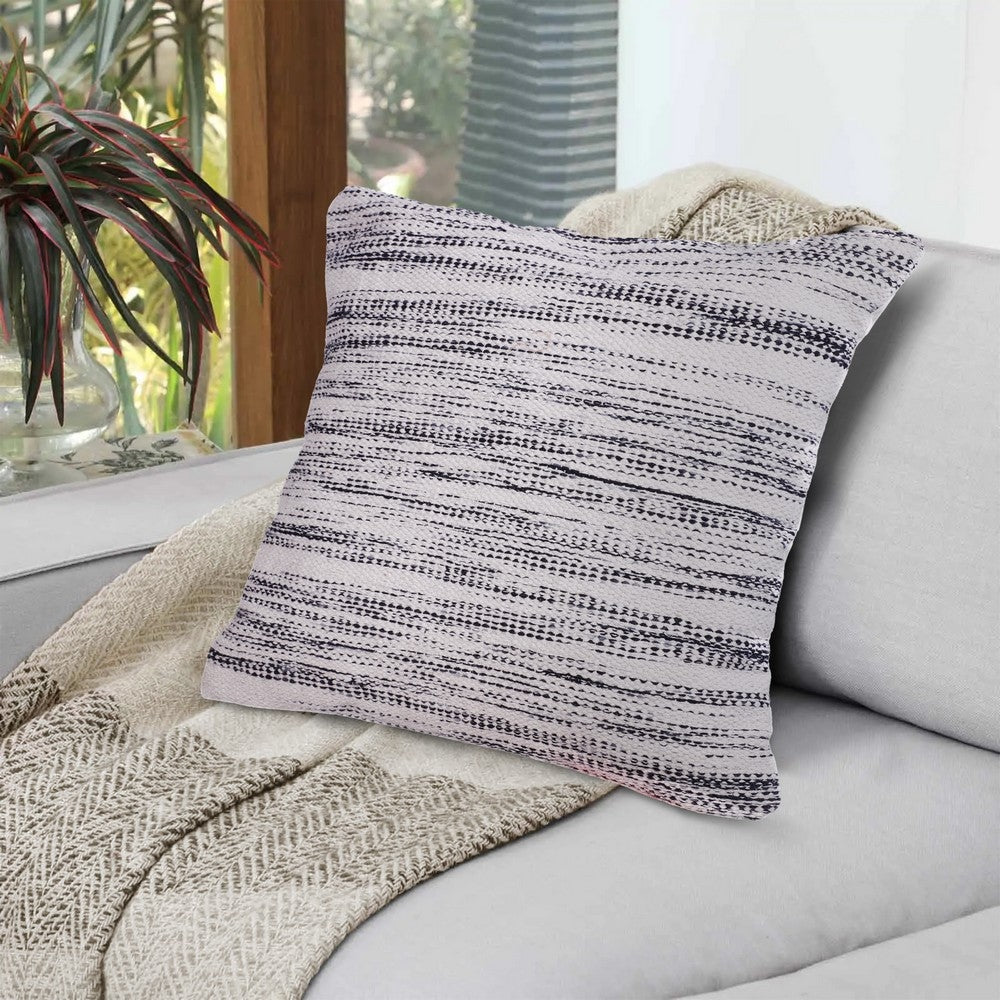 18 x 18 Handcrafted Cotton Accent Throw Pillow Woven Lined Design White Gray Black By The Urban Port UPT-273461