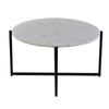 Ivy 30 Inch Marble Top Round Coffee Table with Metal Frame White and Black By The Urban Port UPT-273474