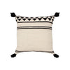 18 x 18 Square Cotton Accent Throw Pillow with Simple Striped Pattern and Tassels White and Black By The Urban Port UPT-273486