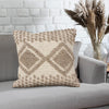 18 x 18 Square Cotton Decorative Accent Throw Pillow Raised Diamond Embroidery Beige By The Urban Port UPT-273487