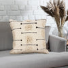 18 x 18 Square Cotton Accent Throw Pillow Trimmed Shaggy Fringe Accents Beige Black By The Urban Port UPT-273488