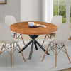 48 Inch Handcrafted Dining Table Solid Mango Wood Round Top with Iron Crisscrossed Legs Natural Brown and Black By The Urban Port UPT-273762