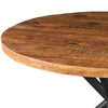 48 Inch Handcrafted Dining Table Solid Mango Wood Round Top with Iron Crisscrossed Legs Natural Brown and Black By The Urban Port UPT-273762