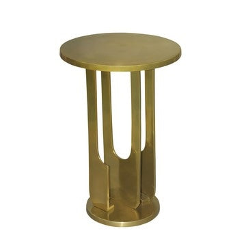 Cyrus 18 Inch Round Accent Side Table Cast Aluminum Arched Cut Out Frame Brass By The Urban Port UPT-274819