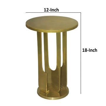 Cyrus 18 Inch Round Accent Side Table Cast Aluminum Arched Cut Out Frame Brass By The Urban Port UPT-274819