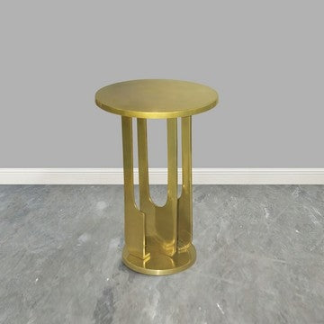 Cyrus 18 Inch Round Accent Side Table Cast Aluminum Arched Cut Out Frame Brass By The Urban Port UPT-274819