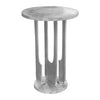 Cyrus 18 Inch Round Accent Side Table Textured Top Cast Aluminum Arched Cut Out Glossy Silver By The Urban Port UPT-274820