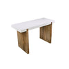 Kerry 48 Inch Rectangular Mango Wood Console Table Sled Base Glossy White Natural Brown By The Urban Port UPT-276362