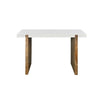 Kerry 48 Inch Rectangular Mango Wood Console Table, Sled Base, Glossy White, Natural Brown By The Urban Port