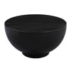 30 Inch Modern Art Coffee Table Round Drum Shape Solid Mango Wood Matte Black By The Urban Port UPT-276366