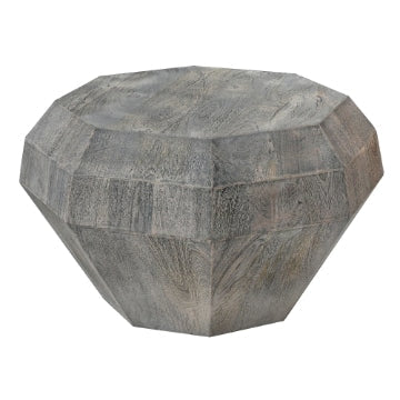 30 Inch Modern Art Coffee Table 3D Diamond Shape Solid Mango Wood Weathered Gray - UPT-276367 UPT-276367