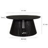 Ridge 32 Inch Handcrafted Round Coffee Table Mango Wood Slatted Flared Base Black By The Urban Port UPT-276558