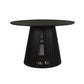 Ridge 47 Inch Handcrafted Mango Wood Round Dining Table Slatted Flared Base Black By The Urban Port UPT-276560