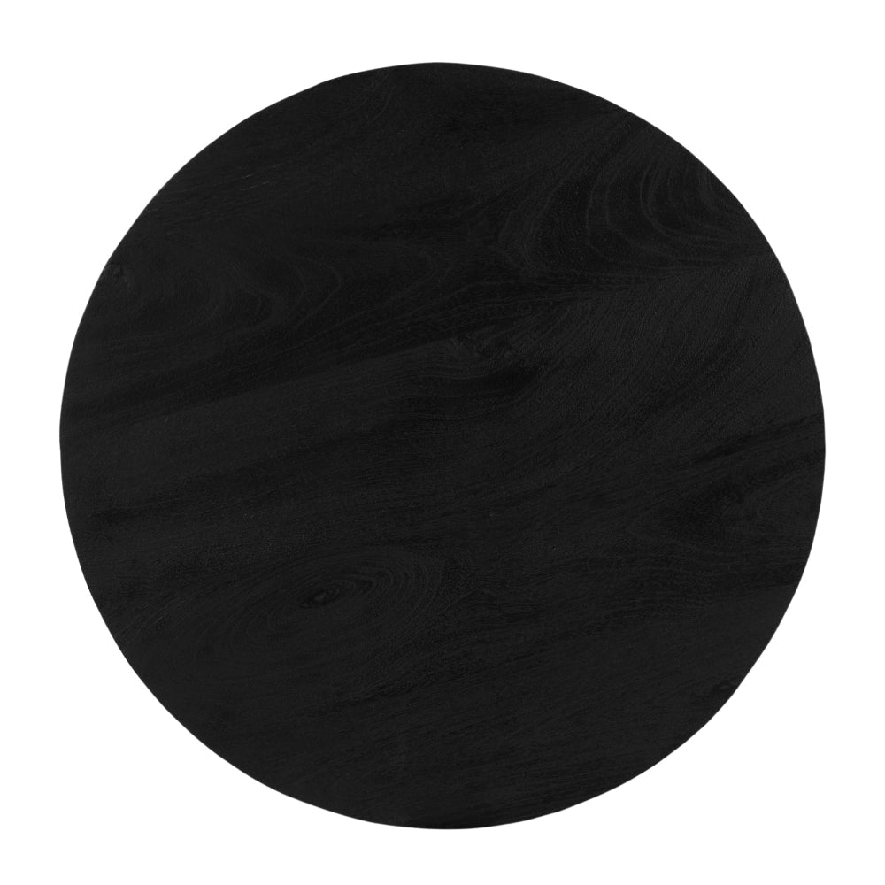 Ridge 47 Inch Handcrafted Mango Wood Round Dining Table Slatted Flared Base Black By The Urban Port UPT-276560