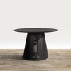 Ridge 47 Inch Handcrafted Mango Wood Round Dining Table Slatted Flared Base Black By The Urban Port UPT-276560