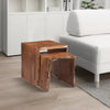 20, 17 Inch Handcrafted Acacia Wood Nesting End Tables, Live Edge Wood in Natural Brown Finish By The Urban Port