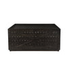 38 Inch Handcrafted Mango Wood Square Coffee Table Artisanal Carved Mesh Base Black By The Urban Port UPT-276562