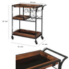 30 Inch Handcrafted Mango Wood Bar Serving Cart with Caster Wheels 6 Bottle Holders Tray Shelves Brown and Black By The Urban Port