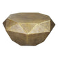 36 Inch Diamond Shape Drum Coffee Table Octagon Top Faceted Textured Sides Aluminum Antique Brass By The Urban Port UPT-276797