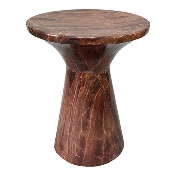 21 Inch Round Side Accent Table Aluminum Sheet Enamel Coating Dark Brown By The Urban Port UPT-276798