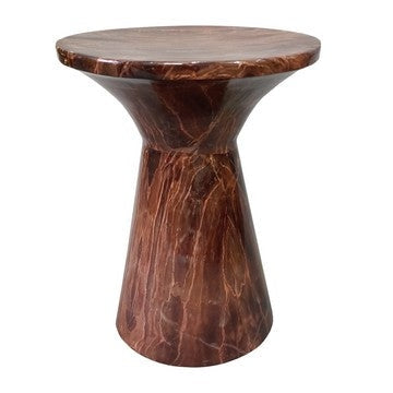 21 Inch Round Side Accent Table Aluminum Sheet Enamel Coating Dark Brown By The Urban Port UPT-276798