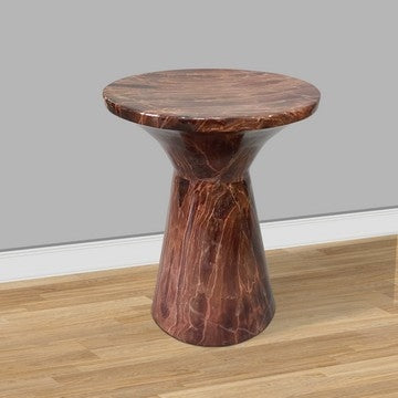 21 Inch Round Side Accent Table Aluminum Sheet Enamel Coating Dark Brown By The Urban Port UPT-276798