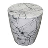 16 Inch Round Accent Side Table Aluminum Sheet Faux Marble Enamel Coating White By The Urban Port UPT-276799