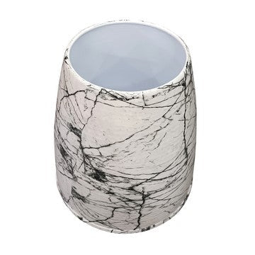 16 Inch Round Accent Side Table Aluminum Sheet Faux Marble Enamel Coating White By The Urban Port UPT-276799