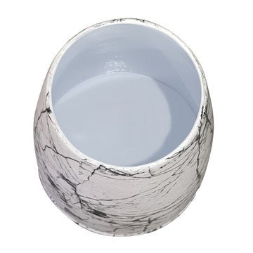 16 Inch Round Accent Side Table Aluminum Sheet Faux Marble Enamel Coating White By The Urban Port UPT-276799