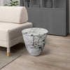 16 Inch Round Accent Side Table Aluminum Sheet Faux Marble Enamel Coating White By The Urban Port UPT-276799