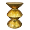 21 Inch Round Aluminum Side End Table Hammered Embossed Metal Surface Turned Pedestal Base Gold Brass Finish By The Urban Port UPT-276800