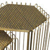 22 19 Inch 2 Piece Nesting End Side Table Set Hexagonal Top Wire Frame Metal Antique Brass By The Urban Port UPT-276802