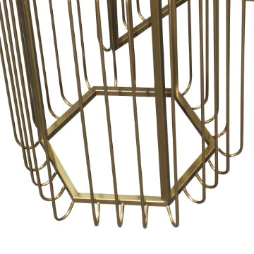 22 19 Inch 2 Piece Nesting End Side Table Set Hexagonal Top Wire Frame Metal Antique Brass By The Urban Port UPT-276802